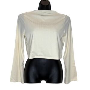 Band of the Free Avril Cream Mock Neck Crop Top w/ Peekaboo Back - Small